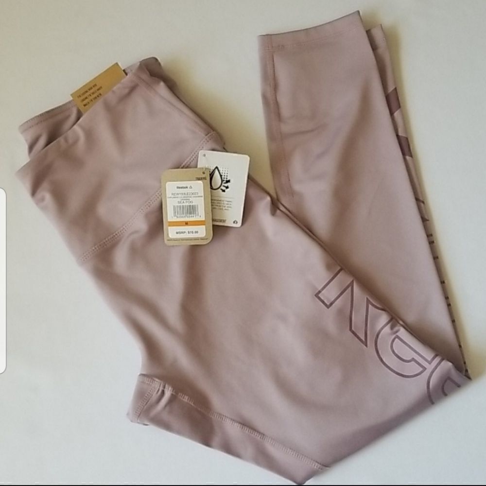 Reebok Graphic Highrise Legging, Sea Fog, NWT, M